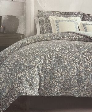 William MORRIS & CO. KING Duvet Cover Set Blue White Reversible 100% COTTON NWT